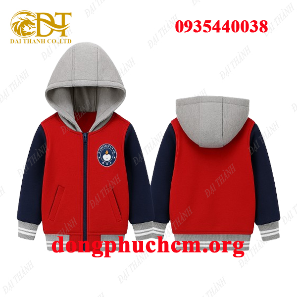May áo khoác đồng phục học sinh đỏ xanh