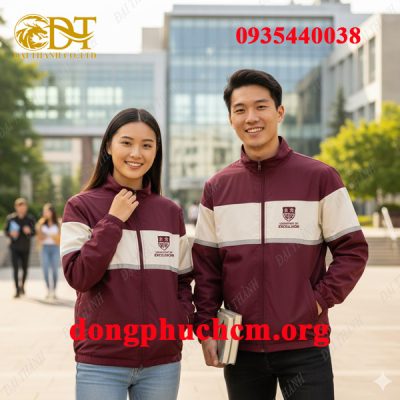 May áo khoác đồng phục sinh viên màu đỏ đô