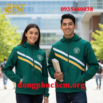 May áo khoác đồng phục sinh viên màu xanh