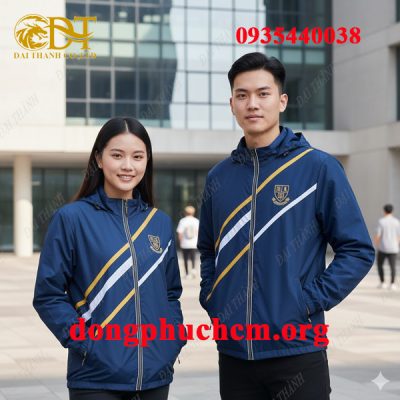 May áo khoác đồng phục sinh viên màu xanh đen