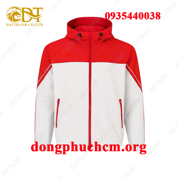 May áo khoác giá rẻ màu trắng phối đỏ