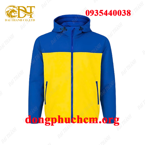 May áo khoác giá rẻ màu vàng phối xanh