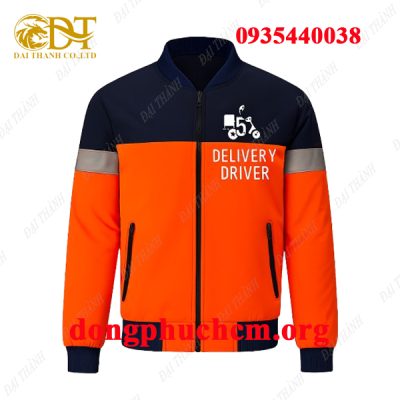 May áo khoác giao hàng màu cam