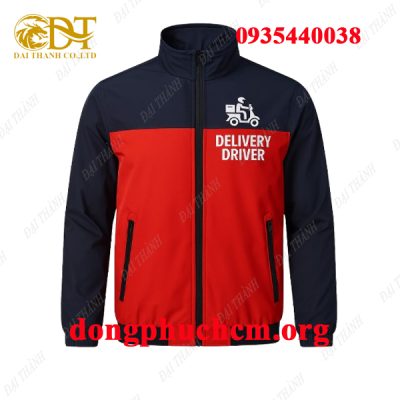May áo khoác giao hàng màu đỏ