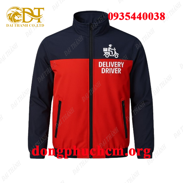 May áo khoác giao hàng màu đỏ