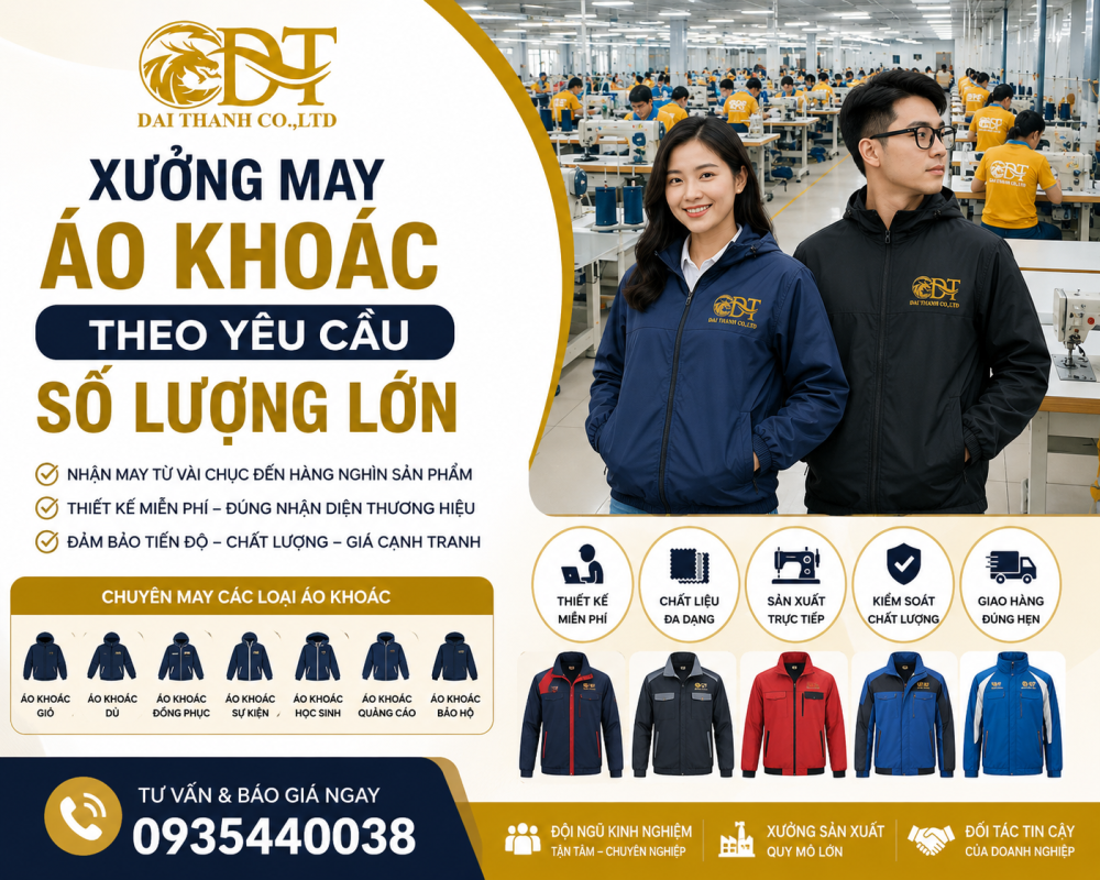 xưởng may áo khoác theo yêu câu